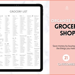 Druckbare Einkaufsliste, Haupt-Einkaufsliste, wöchentliche Einkaufsliste, Checkliste für den Mahlzeitenplaner, Lebensmittel-PDF, Küchenorganisationsvorlage