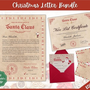 ¡PAQUETE de letras de Santa! Carta De Papá Noel, Certificado De Lista Bonita, Carta A Papá Noel, Imprimibles De Papá Noel Para Niños, Querido Papá Noel, Vacaciones