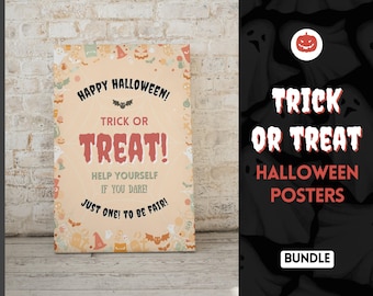 Please take one Halloween poster, Trick or Treat sign, Printable Candy Sign, Party Decor, Door Porch Sign, Take one if you dare, Sweet Treat
