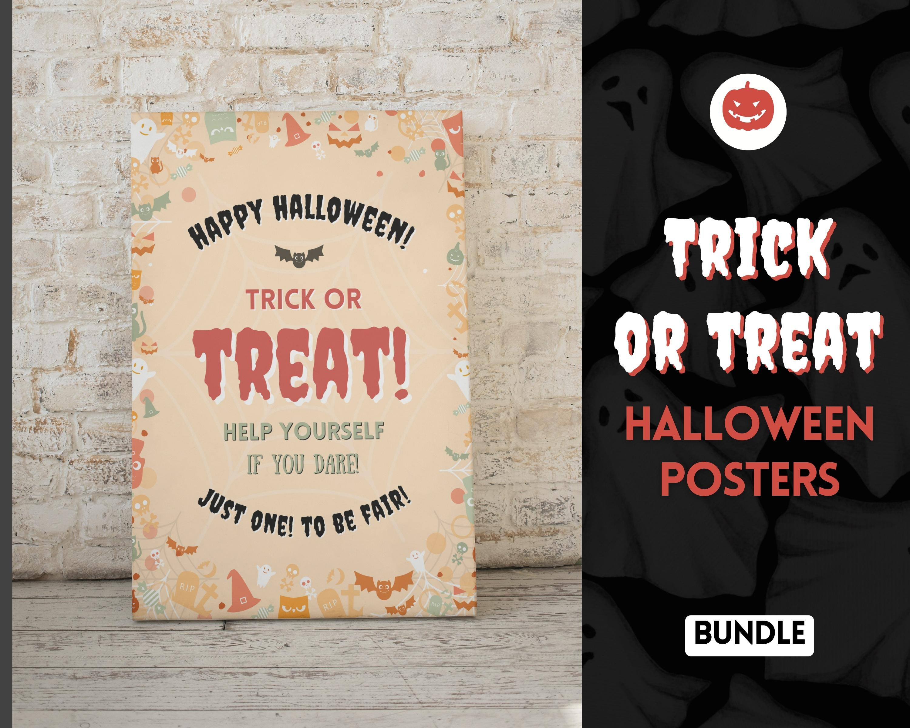 Halloween Candy Sign, Trick or Treat Sign, Please Take One Poster ...