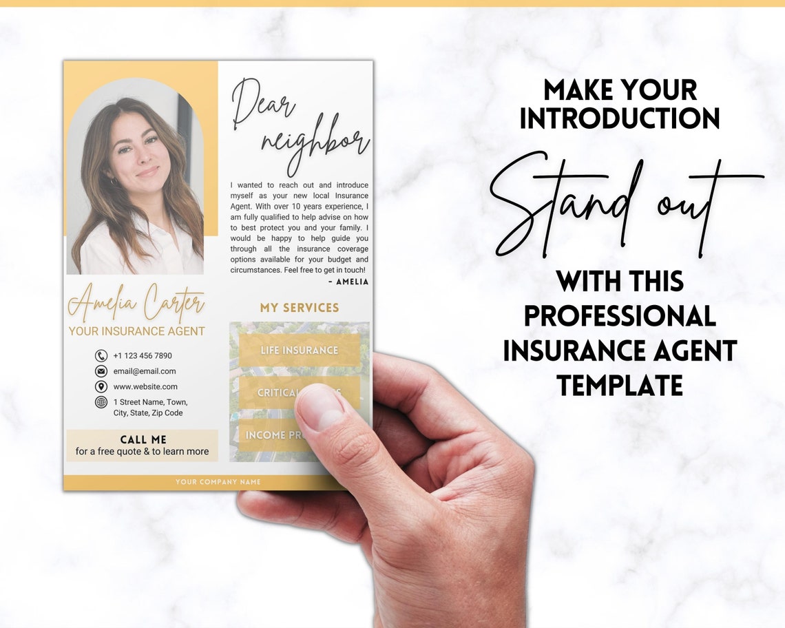 Insurance Agent Introduction Flyer Template Life Insurance Etsy