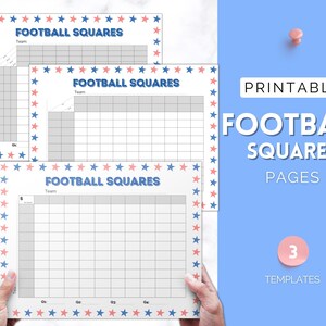 Printable Football Squares, 2023 Superbowl Game, Football Betting Games, Super bowl squares, football fundraiser, board game, 4 colors