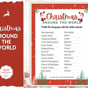 Christmas Around the World Game! Holiday Game Printables, Xmas Party Game, Fun Family Activity Set, Virtual, Kids Adults, Office Party, Quiz