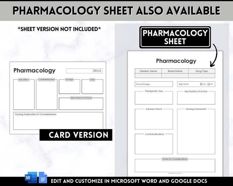 EDITABLE Pharmacology Drug Card - Il 794xN.4340303489 Sbti