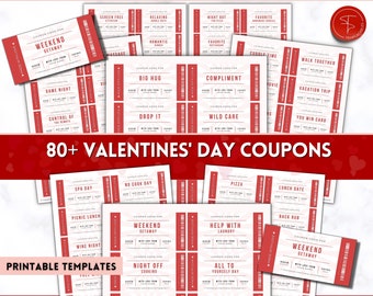 Valentines Love Coupon Book, Editable DIY coupon book for him, Printable love coupons for her, couples, Birthday, Anniversary Gift, him her