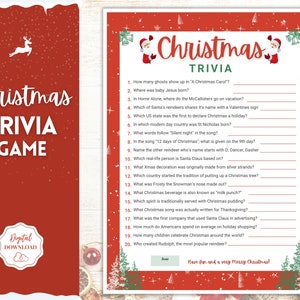 Christmas Trivia Game! Holiday Trivia Game Printables, Xmas Party Game, Fun Family Activity Set, Virtual, Kids Adults, Office Party, Quiz
