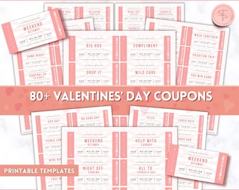 Valentines Love Coupon Book, Editable DIY coupon book for him, Printable love coupons for her, couples, Birthday, Anniversary Gift, him her