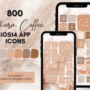 Café chaud iOS 14 Icônes d&#39;application, 800 icônes d&#39;application iPhone esthétiques neutres, icône et widget de thème d&#39;écran d&#39;accueil, icônes d&#39;application, couvertures d&#39;icônes d&#39;application, pack d&#39;applications