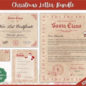 Santa Letter BUNDLE! Letter From Santa, Nice List Certificate, Letter To Santa, Kids Father Christmas Printables, Dear Santa Claus, Holidays