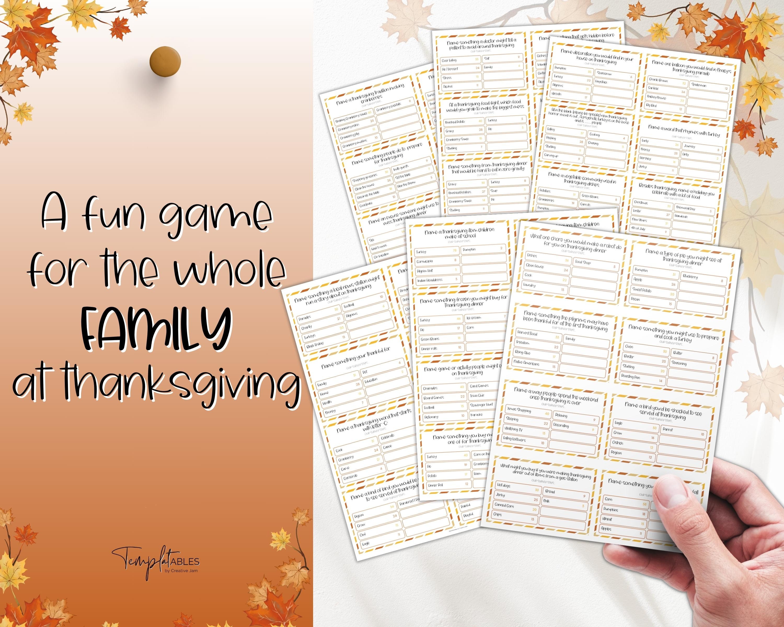 Thanksgiving Feud Party Game | Family Trivia Card Game With Buzzer | Fun Holiday Party Activity For Groups