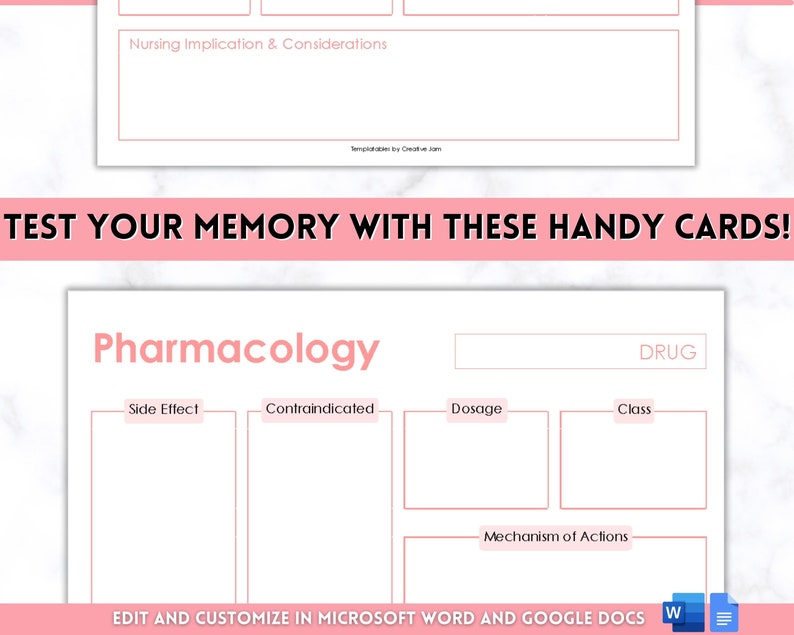 EDITABLE Pharmacology Drug Card - Il 794xN.4292929772 Qxye