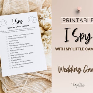 I Spy Wedding Game Template, Wedding Table Games, Ice breaker, Word search, Scavenger Hunt, Printable Wedding Reception Game, Photo Hunt