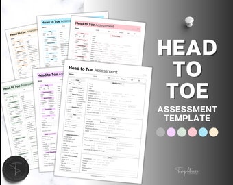 Nurse head to toe Assessment Sheet, Head-to-toe Assessment Guide,  Nursing Study Guide, Nurse Report, Nursing Student Notes, Nclex Care Plan