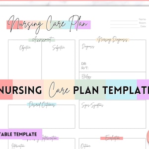Nursing Care Plan Template, Printable Nursing Notes Assessment, Nursing School Notes & Study Guide, Report Sheet, Brain, Student Cheat Sheet