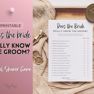 How well do you know Bridal Shower Game, Would he Rather, Would the Groom Rather Wedding Shower Games, Bachelorette Party Printable, Minimal