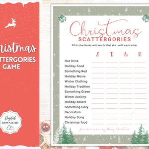 Christmas Scattergories Game! Holiday Game Printables, Xmas Party Game, Fun Family Activity Set, Virtual, Kids Adults, Office Party, Quiz