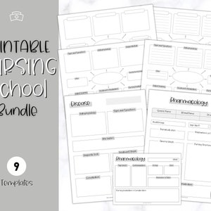 Paquete de notas para estudiantes de enfermería, Guía de estudio de enfermería imprimible, Mapa conceptual, Plantilla de enfermedad, Farmacología, Fisiopatología, Med Surg, Tarjeta de medicamentos
