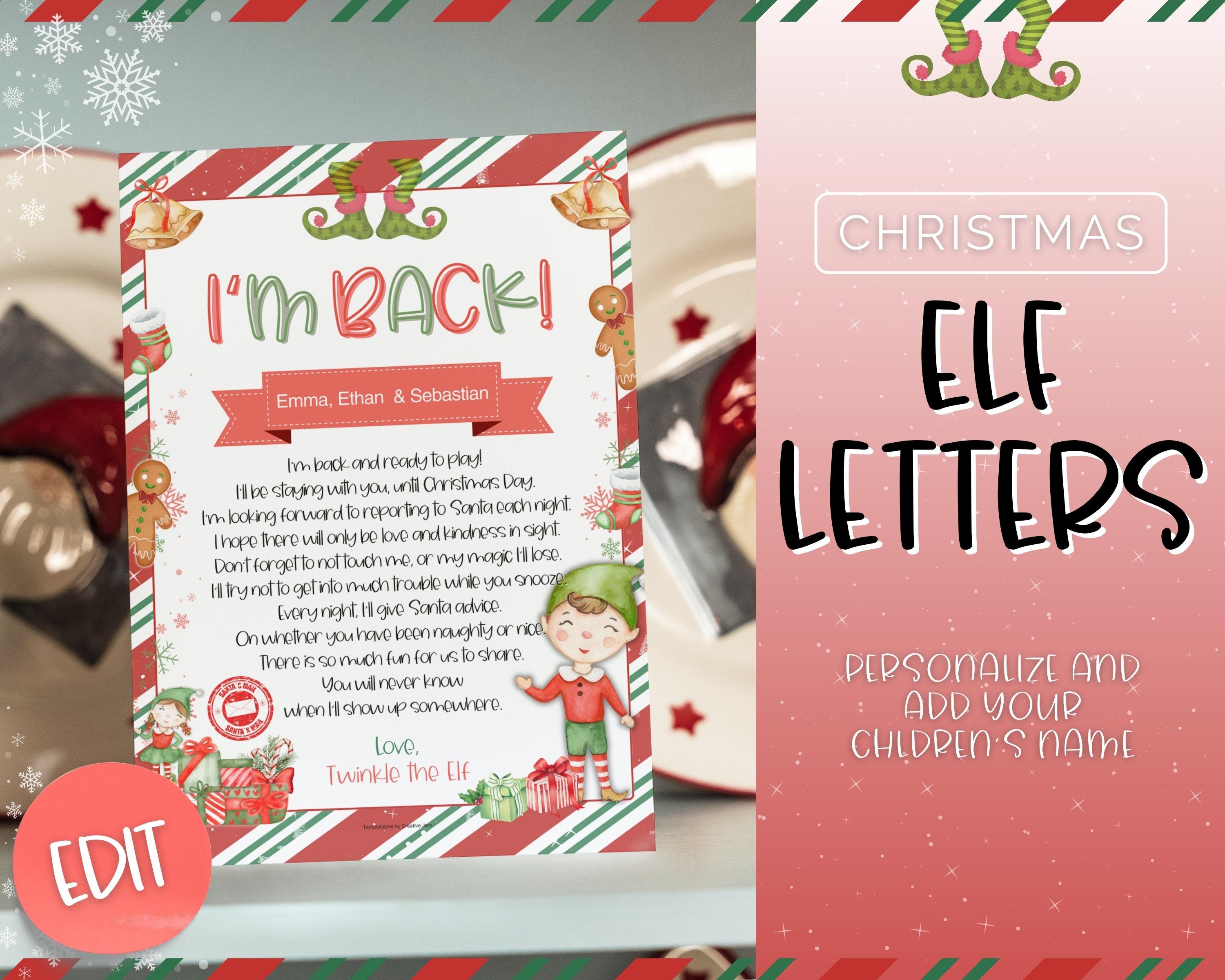 EDITABLE Elf Letters, Elf Arrival & Goodbye Letter BUNDLE, Elf Welcome ...
