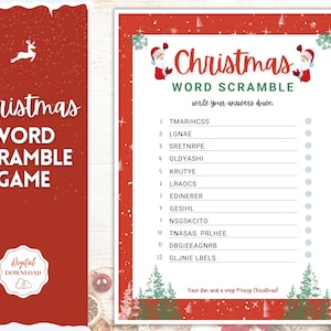 Christmas Word Scramble! Holiday Game Printables, Xmas Party Game, Fun Family Activity Set, Virtual, Kids Adults, Office, Anagram, Quiz