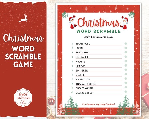 Christmas Word Scramble! Holiday Game Printables, Xmas Party Game, Fun  Family Activity Set, Virtual, Kids Adults, Office, Anagram, Quiz