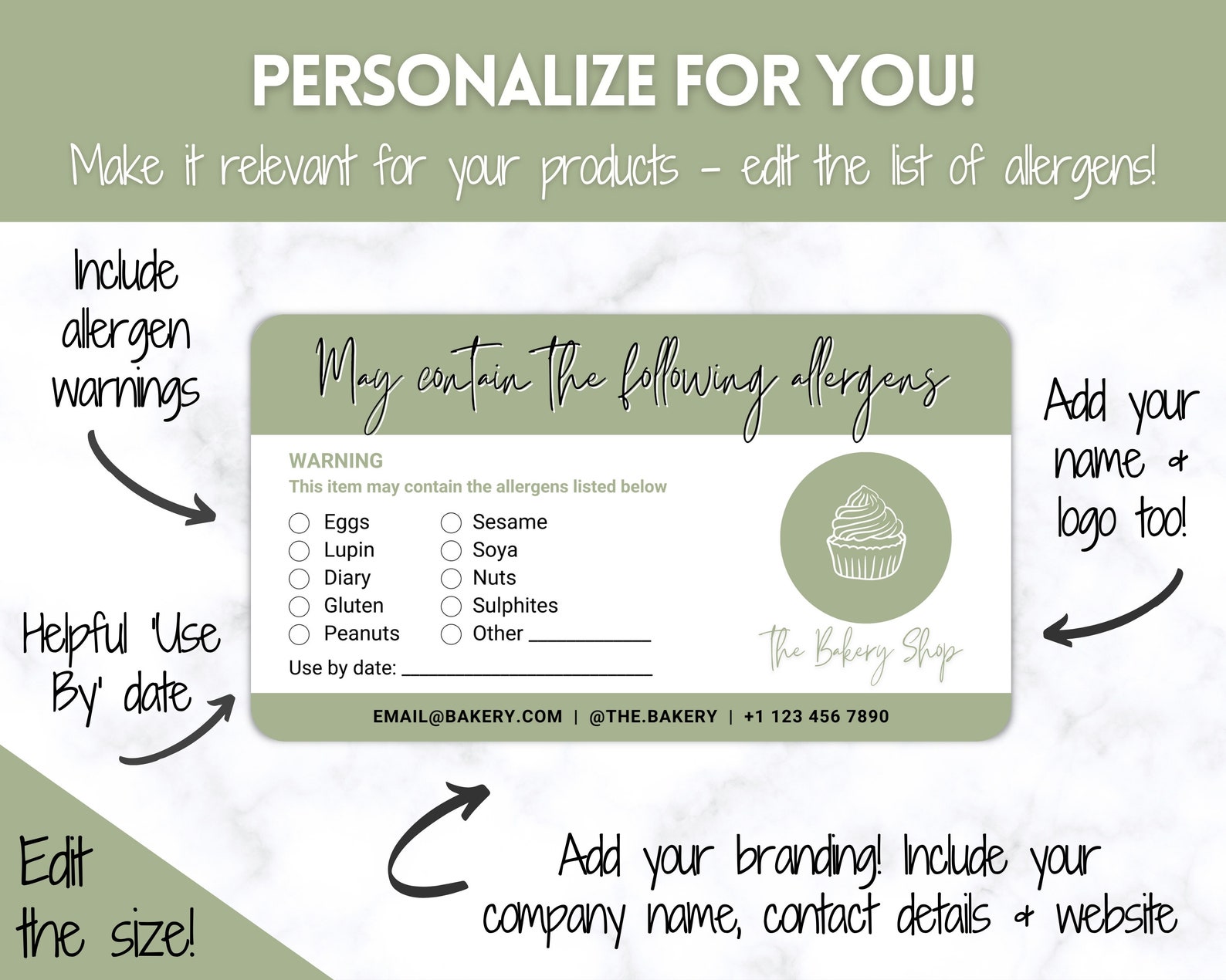 Allergen Label Template Editable Allergy Label Allergy - Etsy