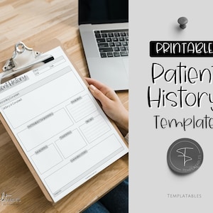 Printable Patient History Sheet, Medical History Patient Report Sheet, Nursing School, Medical Student, Assessment Template, US Letter