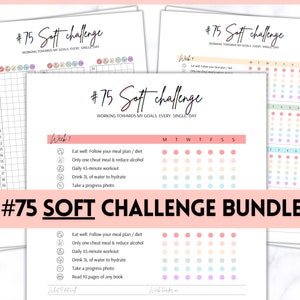 75 SOFT Challenge Tracker, 75soft Printable, #75Soft, Easier 75 Hard, Easy, 75 Medium, Fitness & Health Planner, Meal Planner, Weight Loss