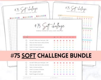 75 SOFT Challenge Tracker, 75soft Printable, #75Soft, Easier 75 Hard, Easy, 75 Medium, Fitness & Health Planner, Meal Planner, Weight Loss