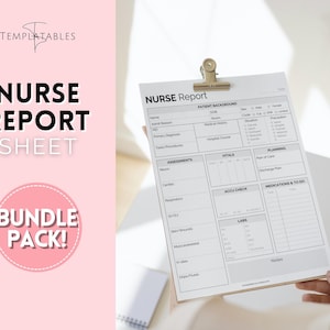 Nurse Report Sheet Bundle, 5 Colors, Nurse Brain Sheet, ICU Nurse Report, RN Nursing, New Grad, SBAR, Patient Assessment, Printable Template