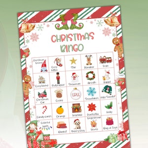 Christmas Bingo Cards, Holiday Bingo Game, 25 Printable Bingo Cards, Xmas Party Game, Fun Family Activity Set, Office Party, Quiz