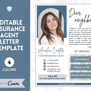 Insurance Agent Introduction Flyer Template, Life Insurance, Mortgage Broker, Personal Insurance, Editable Canva Template, Financial Advisor