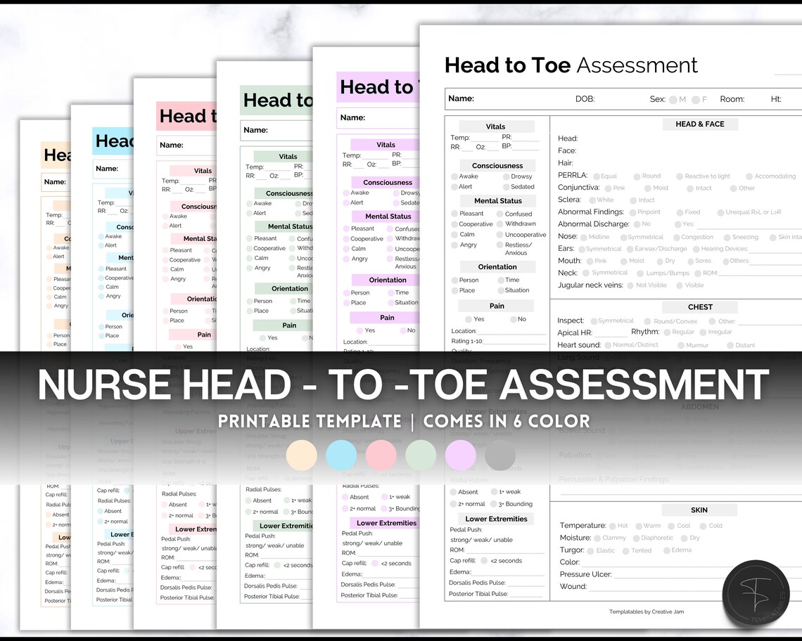 Nurse Head to Toe Assessment Sheet, Head-to-toe Assessment Guide ...