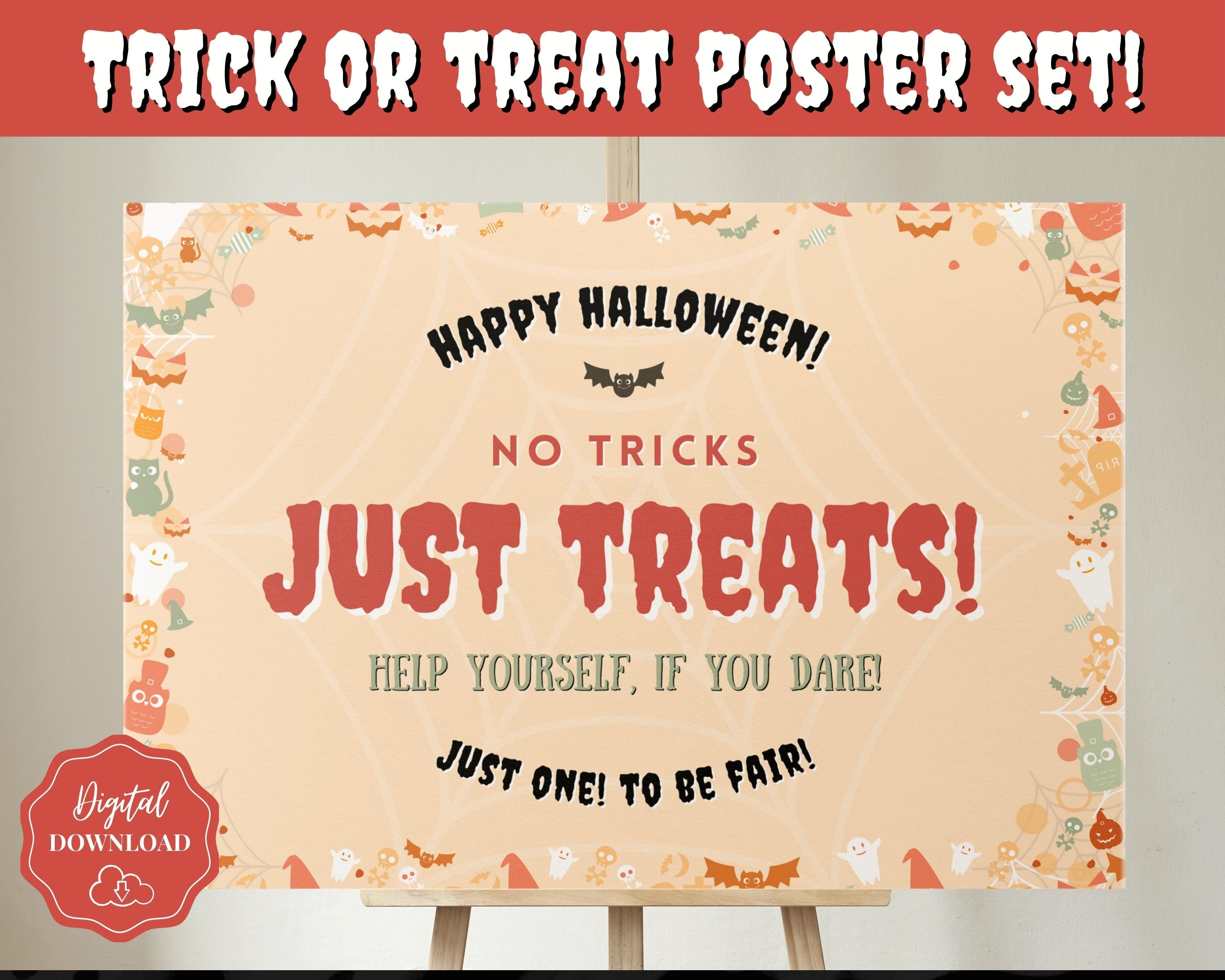 Halloween Candy Sign, Trick or Treat Sign, Please Take One Poster ...