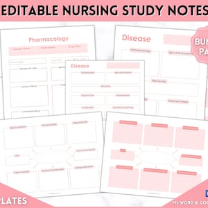 Guida allo studio per studenti infermieri, BUNDLE di note infermieristiche modificabili, mappa concettuale, modello di malattia, farmacologia, fisiopatologia, chirurgia medica, scheda farmacologica