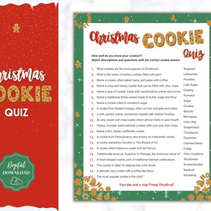 Christmas Cookie Quiz Game! Holiday Guess the Cookie Game Printable, Xmas Party, Fun Family Activity Set, Virtual, Kids Adults, Office