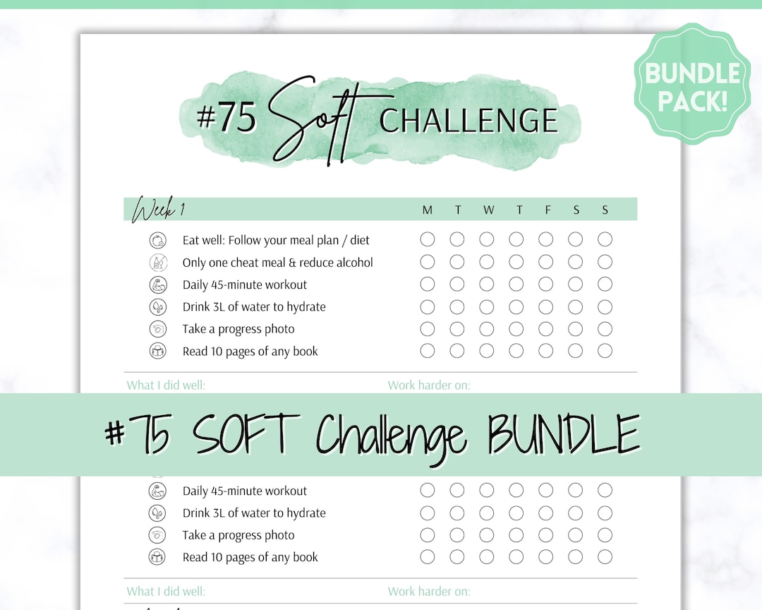 75 SOFT Challenge Tracker, 75soft Printable, 75soft, Easier 75 Hard ...