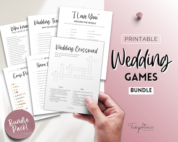 Wedding Games BUNDLE, 40 Wedding Table Games, Reception Party Games, I Spy Wedding Game, Crossword, Advice, Ice Breaker, Printable Games