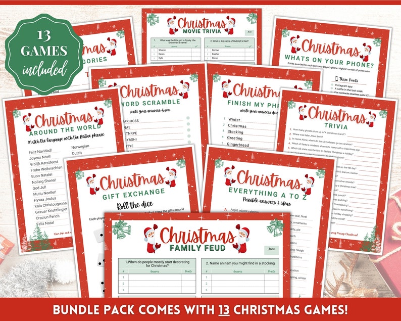 Holiday Party Games BUNDLE 13 Christmas Game Printables Fun | Etsy