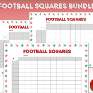 Printable Football Squares, 2023 Superbowl Game, Football Betting Games, Super bowl squares, football fundraiser, board game, 4 colors