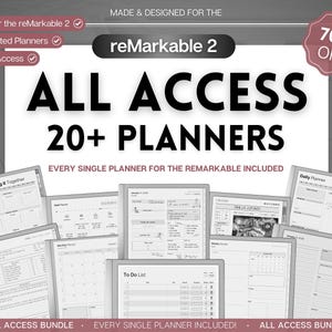 ALL ACCESS template pack for the reMarkable 2 | 2026 Daily Planner, Digital To Do List, Meeting Minutes, Journal & Notebook, Calendar, Tasks
