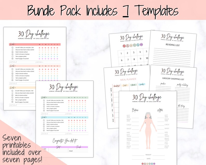30 Day Habit Tracker Printable EDITABLE 30 Day Challenge | Etsy
