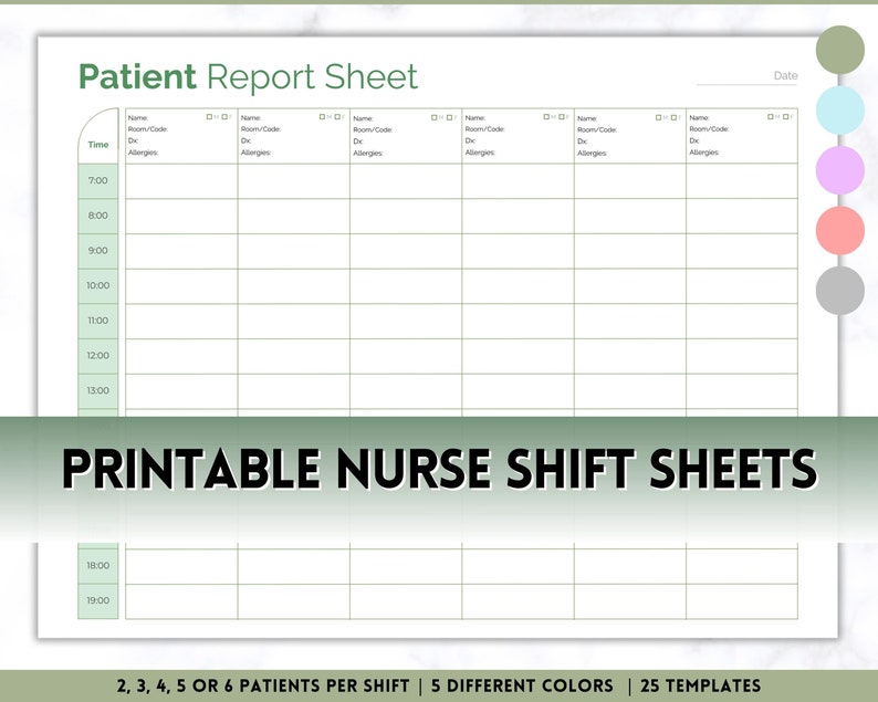 Algorithm Colored Shift Fillable Nurse SHIFT Report Sheet Bundle, 5 Colors, Nurse Brain, ICU Nurse ...