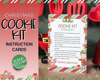 Christmas DIY Cookie Kit Instructions Card, EDITABLE Cookie Instructions, Cookie Tag, Cookie Box Supplies, Cookie Exchange