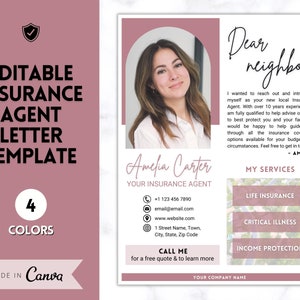 Insurance Broker Introduction Flyer Template, Life Insurance, Mortgage Agent, Personal Insurance, Editable Canva Template, Financial Advisor image 1