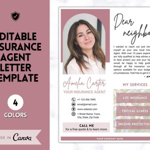 Plantilla de folleto de introducción de corredor de seguros, seguro de vida, agente hipotecario, seguro personal, plantilla Canva editable, asesor financiero