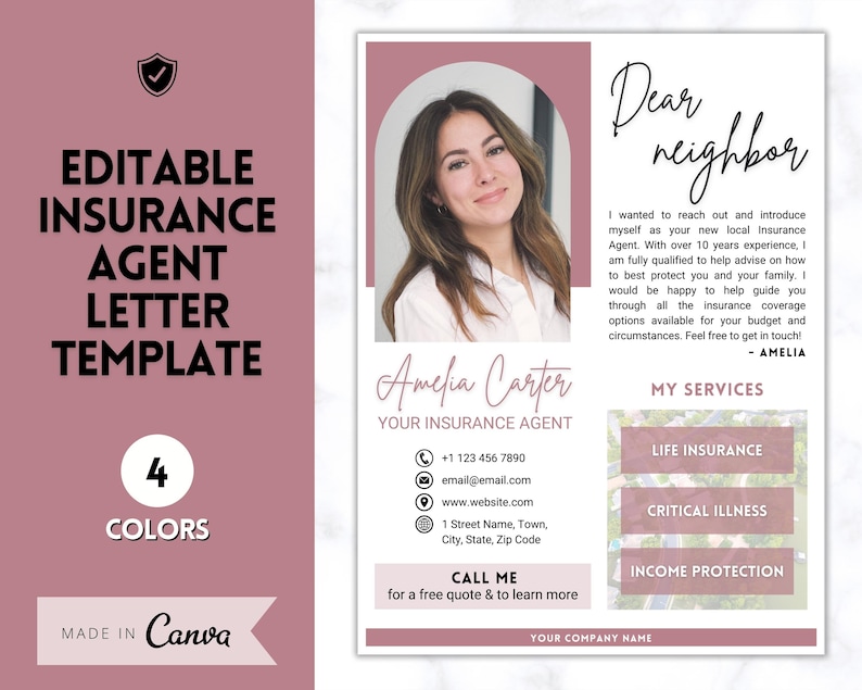 Insurance Broker Introduction Flyer Template, Life Insurance, Mortgage Agent, Personal Insurance, Editable Canva Template, Financial Advisor image 1