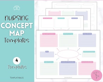Nursing Concept Map Template, Nursing School Notes, Printable Nursing Template, Study Guide, Student Nurse Planner, Med-Surg, Pharmacology