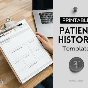 Patient History Sheet, Printable Medical History Patient Report Sheet, Nursing School, Medical Student, Assessment Template, US Letter