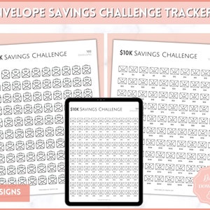 10k Envelope Challenge, 10000 Savings Tracker Printable, 100 Envelopes Save, Budget Cash Envelope, 100 day challenge, Money Saving Finance