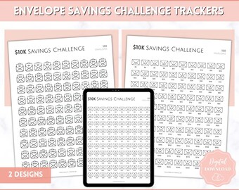 10k Envelope Challenge, 10000 Savings Tracker Printable, 100 Envelopes Save, Budget Cash Envelope, 100 day challenge, Money Saving Finance